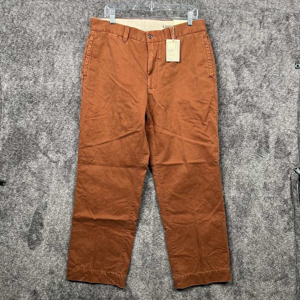 Express Pants Men's Size 34x30 Chino Relaxed Flat Front Red NWT NEW Preppy